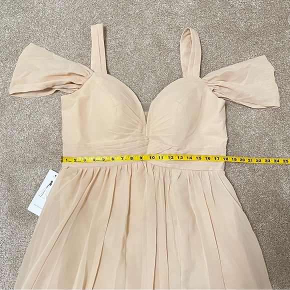 NWOT Wear Your Love Champagne Chiffon Maxi Bridesmaid Dress Pockets Corset Bride - Picture 13 of 16